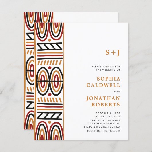 Begroting helemaal in één afrikaanse uitnodiging v (Voorkant / Achterkant)