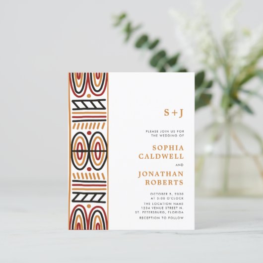 Begroting helemaal in één afrikaanse uitnodiging v (Staand voorkant)