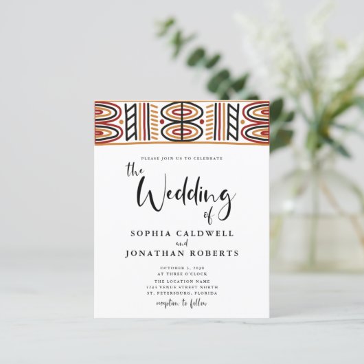 Begroting helemaal in één afrikaanse uitnodiging v (Staand voorkant)