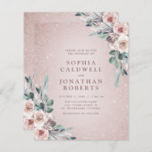 Begroting helemaal in één boho roze rozen huwelijk (Voorkant / Achterkant)