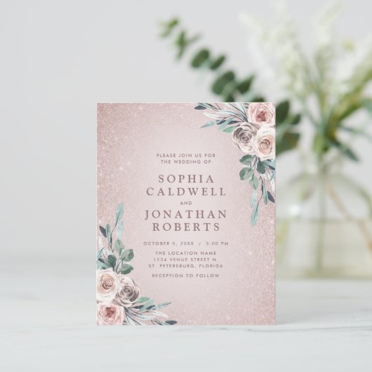 Begroting helemaal in één boho roze rozen huwelijk (Staand voorkant)