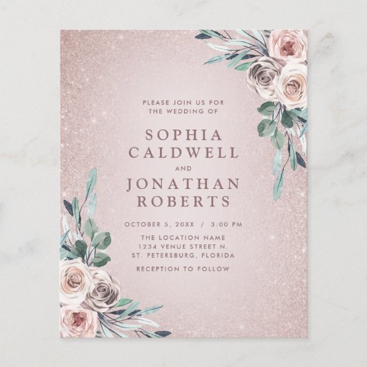 Begroting helemaal in één boho roze rozen huwelijk (Voorkant)