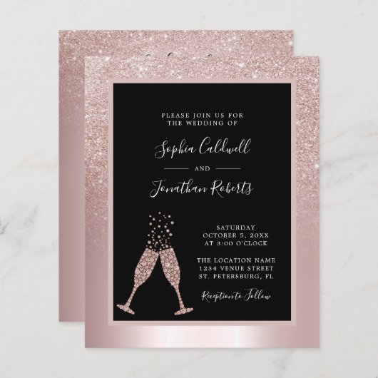 Begroting helemaal in één Champagne Glitter Weddin (Voorkant / Achterkant)