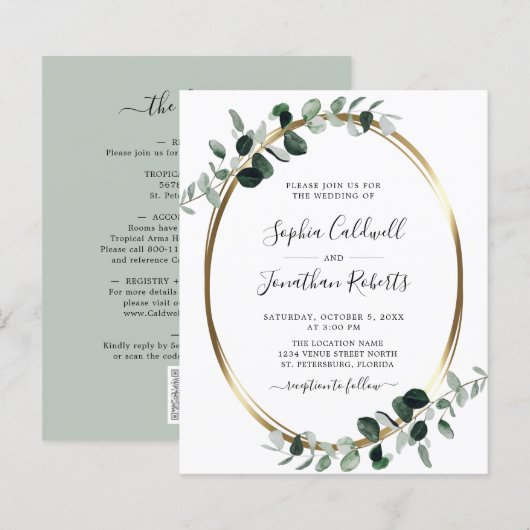 Begroting helemaal in één eBay Sage Wedding Invite (Voorkant / Achterkant)