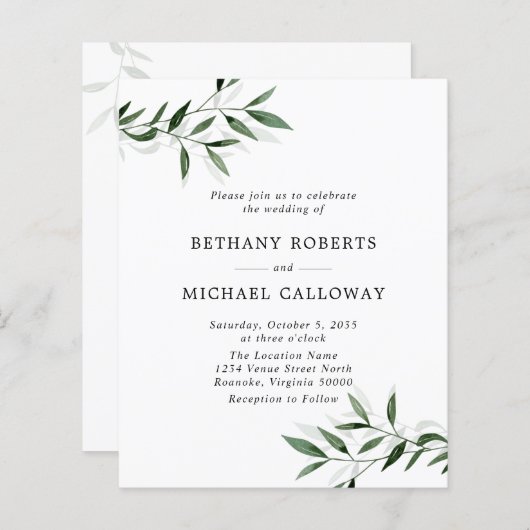 Begroting helemaal in één eucalyptus Leaves Weddin (Voorkant / Achterkant)