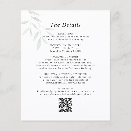 Begroting helemaal in één eucalyptus Leaves Weddin (Achterkant)