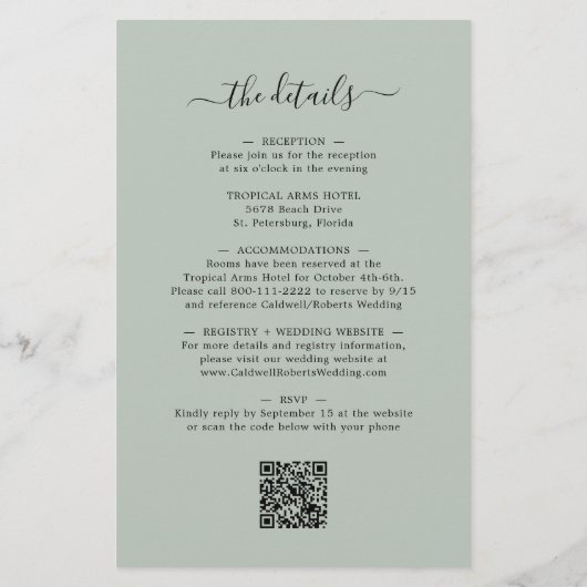 Begroting helemaal in één eucalyptus Sage Wedding  Flyer (Achterkant)