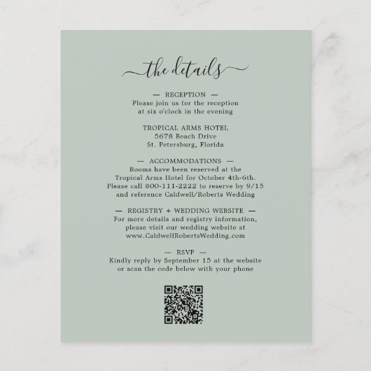 Begroting helemaal in één eucalyptus Sage Wedding  Flyer (Achterkant)