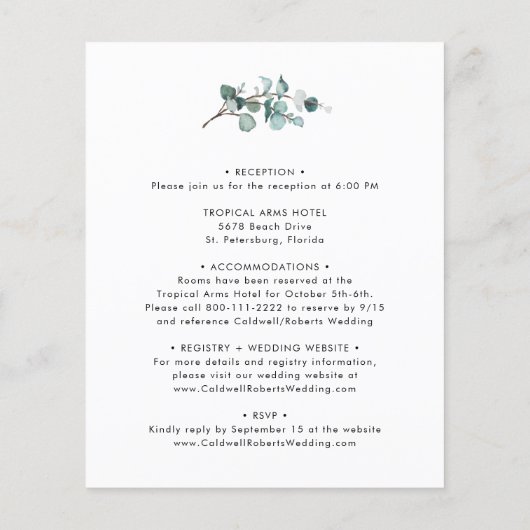 Begroting helemaal in één eucalyptus Weddenschap (Achterkant)