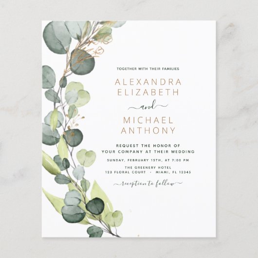 Begroting helemaal in één eucalyptus Weddenschap Flyer (Voorkant)