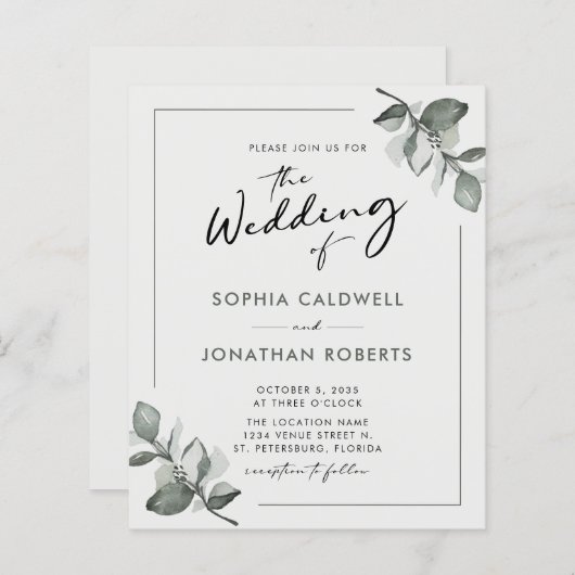 Begroting helemaal in één eucalyptuskalligrafie (Voorkant / Achterkant)