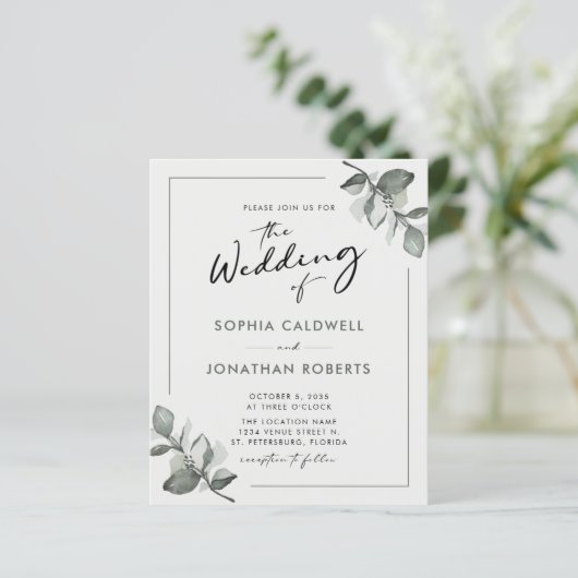 Begroting helemaal in één eucalyptuskalligrafie (Staand voorkant)