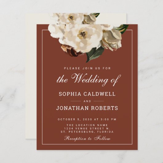 Begroting helemaal in één Floral Terracotta Weddin (Voorkant / Achterkant)