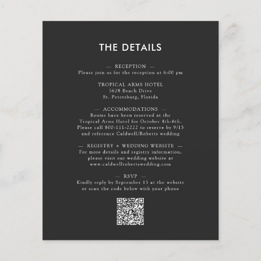 Begroting helemaal in één glitter Charcoal Wedding (Achterkant)