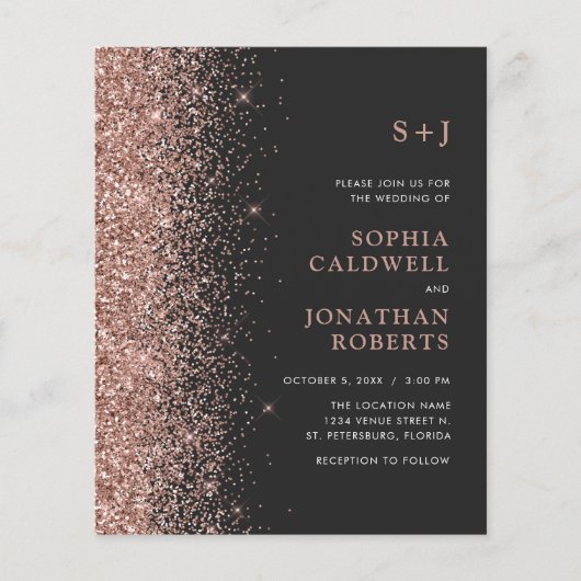 Begroting helemaal in één glitter Charcoal Wedding (Voorkant)