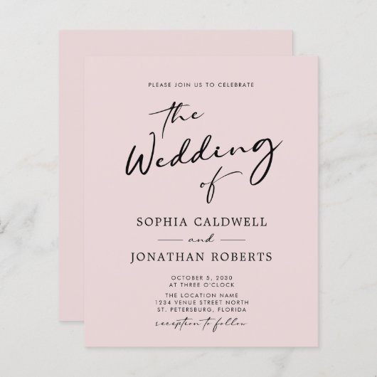 Begroting helemaal in één kalligrafie, uitnodigen (Voorkant / Achterkant)