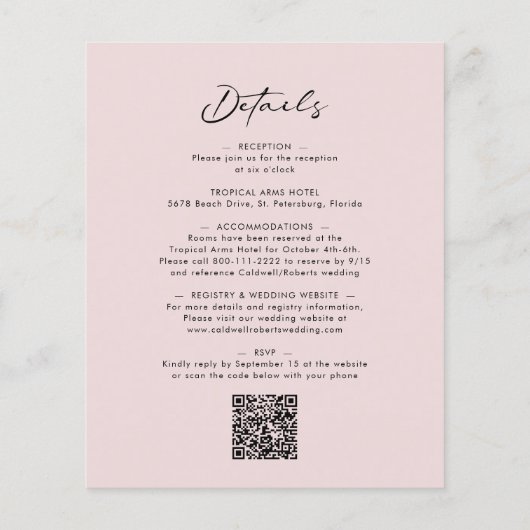 Begroting helemaal in één kalligrafie, uitnodigen  (Achterkant)