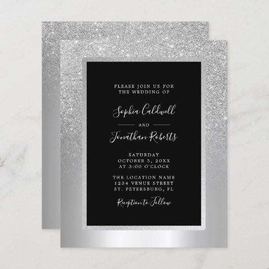 Begroting helemaal in één Silver Foil Wedding Uitn (Voorkant / Achterkant)