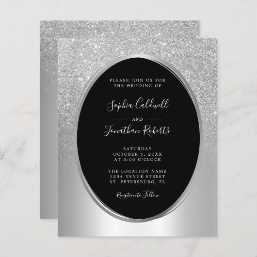 Begroting helemaal in één Silver Foil Wedding Uitn (Voorkant / Achterkant)