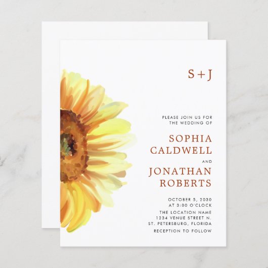 Begroting helemaal in één soonbloem Modern Wedding (Voorkant / Achterkant)