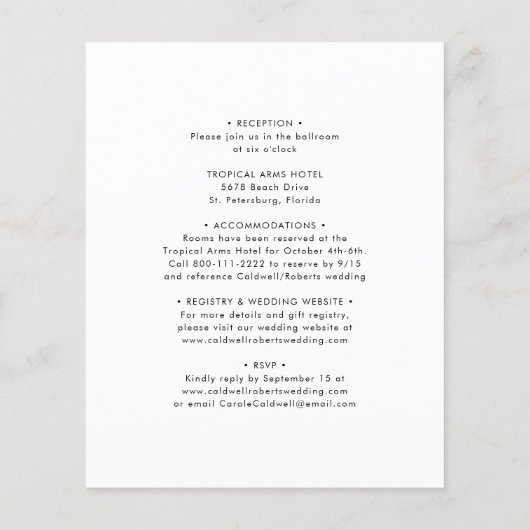 Begroting helemaal in één soonbloem Modern Wedding (Achterkant)