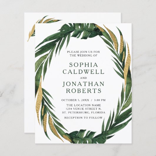 Begroting helemaal in één tropische uitnodiging to (Voorkant / Achterkant)