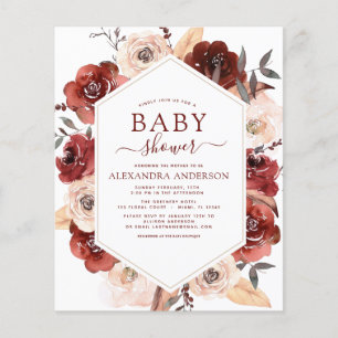 Begroting Herfst Baby shower verbrand Oranje Flora Flyer