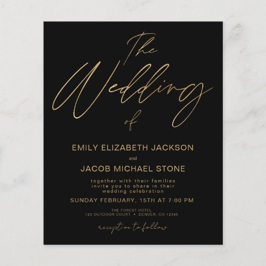 Begroting Het huwelijk van Gold Black Elegant (Voorkant)