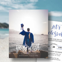 BEGROTING Hij deed het Moderne Afstudeerder-uitnod