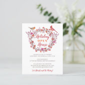 Begroting holly berry met uitnodiging voor feestda (Staand voorkant)