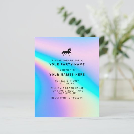 Begroting Holographic Moderne Elegant Uitnodiginge (Staand voorkant)