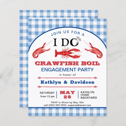 BEGROTING I DO Verloving Crawfish Party Invision (Voorkant / Achterkant)