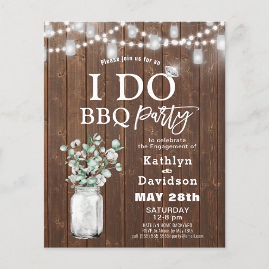 BEGROTING I DO Verloving Eucalyptus BBQ Uitnodigin (Voorkant)