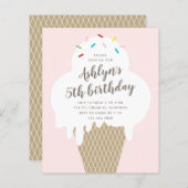 Begroting Ice Cream Kids Birthday Party - uitnodig (Voorkant / Achterkant)