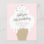 Begroting Ice Cream Kids Birthday Party - uitnodig<br><div class="desc">Een leuk verjaardagsfeest voor kinderen, met handgetekende ijskegel en regenboogsproinkles. Alle tekst kan worden bewerkt, zodat u het lettertype, de kleur, de plaatsing en de formulering kunt wijzigen om deze uitnodigingssuite aan uw behoeften te onderwerpen. U kunt de achtergrondkleur ook gemakkelijk wijzigen om het thema of het geslacht van uw...</div>