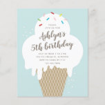 Begroting Ice Cream Kids Birthday Party - uitnodig<br><div class="desc">Een leuk verjaardagsfeest voor kinderen, met handgetekende ijskegel en regenboogsproinkles. Alle tekst kan worden bewerkt, zodat u het lettertype, de kleur, de plaatsing en de formulering kunt wijzigen om deze uitnodigingssuite aan uw behoeften te onderwerpen. U kunt de achtergrondkleur ook gemakkelijk wijzigen om het thema of het geslacht van uw...</div>