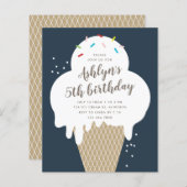 Begroting Ice Cream Kids Birthday Party - uitnodig (Voorkant / Achterkant)