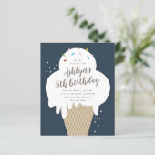 Begroting Ice Cream Kids Birthday Party - uitnodig (Staand voorkant)