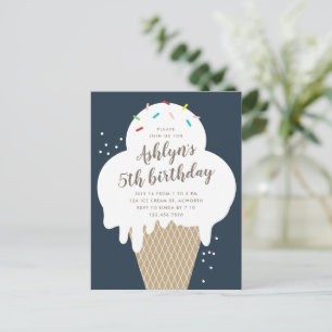 Begroting Ice Cream Kids Birthday Party Uitnodigin Briefkaart