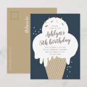 Begroting Ice Cream Kids Birthday Party Uitnodigin Briefkaart (Voorkant / Achterkant)