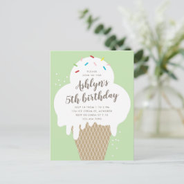 Begroting Ice Cream Kids Birthday Party Uitnodigin Briefkaart