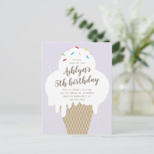 Begroting Ice Cream Kids Birthday Party Uitnodigin Briefkaart