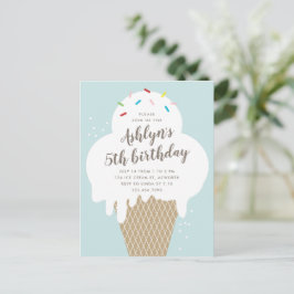 Begroting Ice Cream Kids Birthday Party Uitnodigin Briefkaart