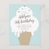 Begroting Ice Cream Kids Birthday Party Uitnodigin Briefkaart (Voorkant)