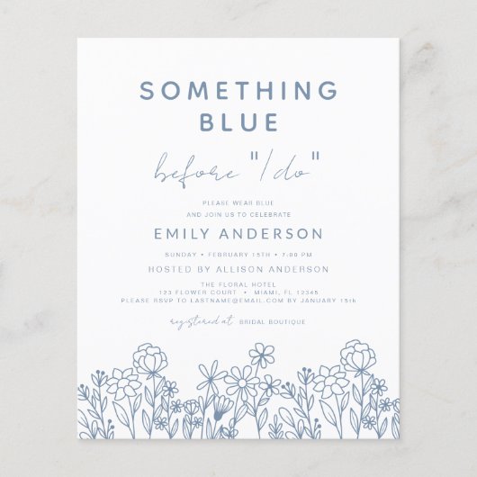 Begroting iets blauw Vrijgezellenfeest van wilde b Flyer (Voorkant)