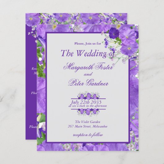 Begroting in één bloem en Paars Lijst (Voorkant / Achterkant)