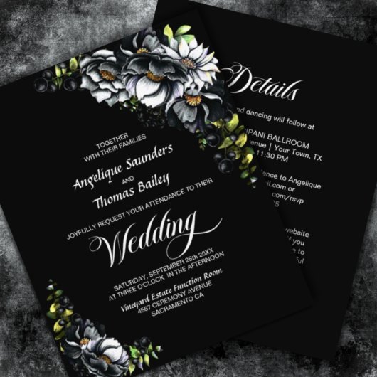 Begroting in één Moody Black Floral Wedding