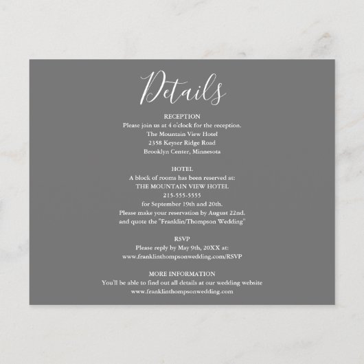 Begroting in één uitnodiging voor een fotoweddensc (Achterkant)