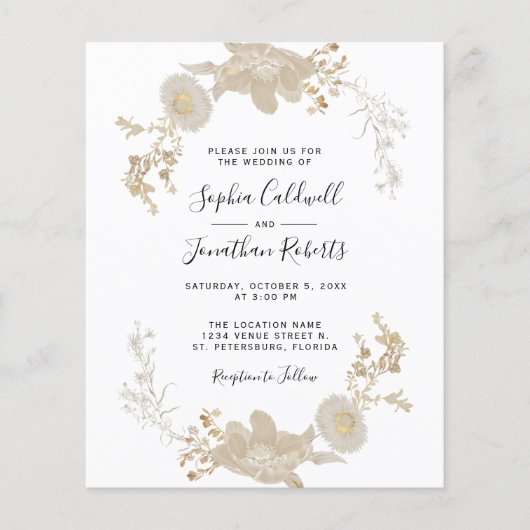 Begroting in één  uitnodiging voor Floral Wedding (Voorkant)