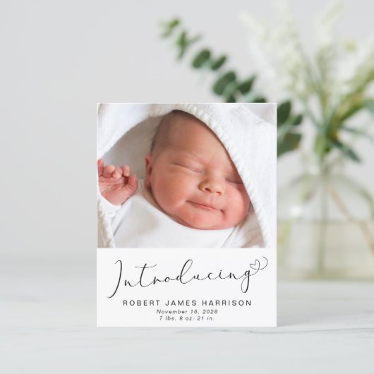 Begroting introduceert geboorteaankondiging foto's (Staand voorkant)